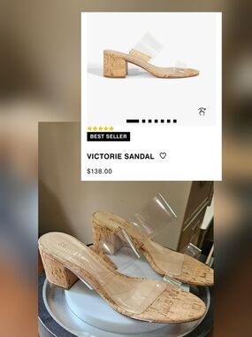 SCHUTZ Clear PVC and Cork Block Heel Sandal